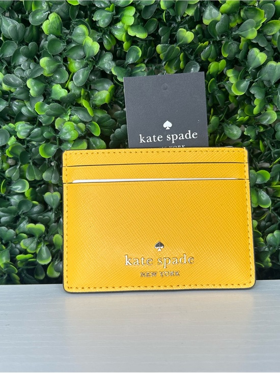 kate spade Other - Kate Spade New York  bright yellow saffiano leather card holder with silver logo